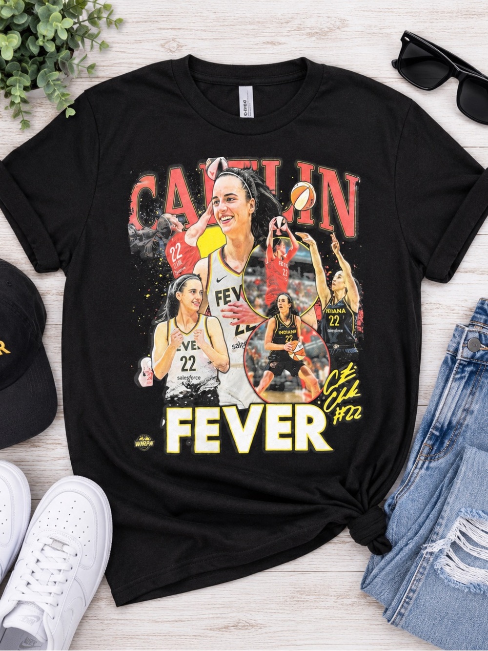 Caitlin Clark Indiana Fever #22 Graphic T-Shirt Black Medium WNBA Basketball